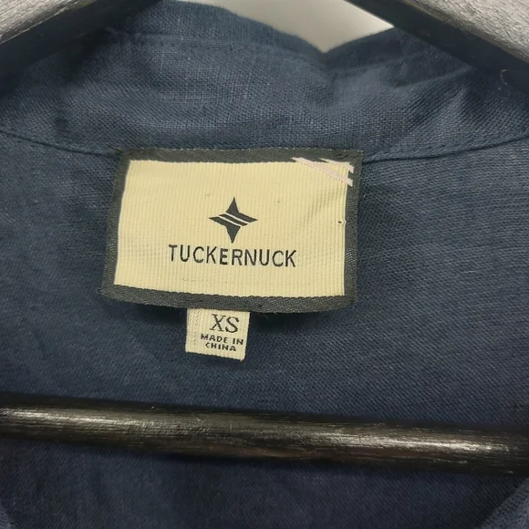 Tuckernuck Navy Linen Tie-Front Rebecca Shirt Size XS - Picture 3 of 5